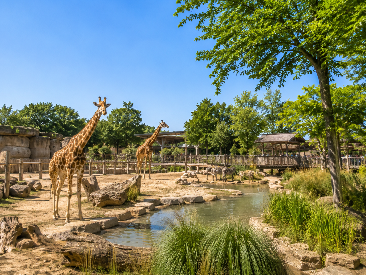 Giraffen in einem öffentlich zugänglichen Zoo