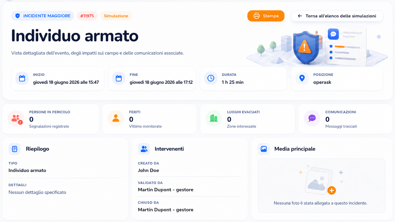 schermata — rapporto con marcature temporali