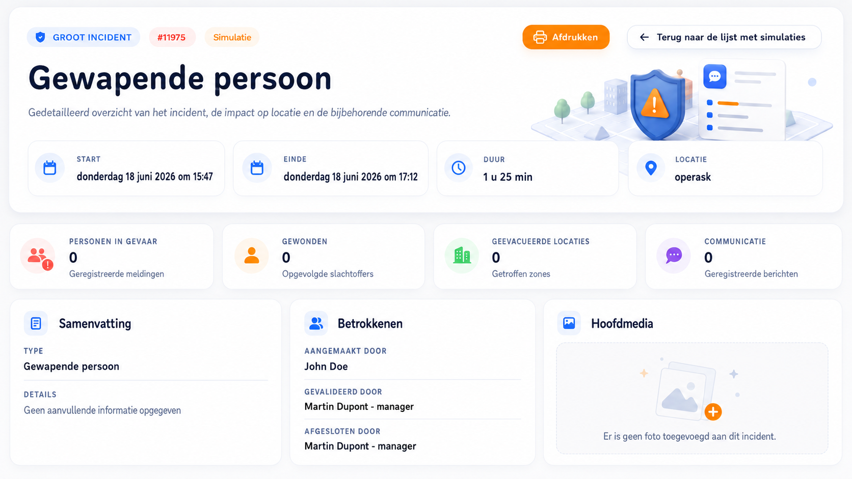 schermafbeelding — rapport met tijdstempels